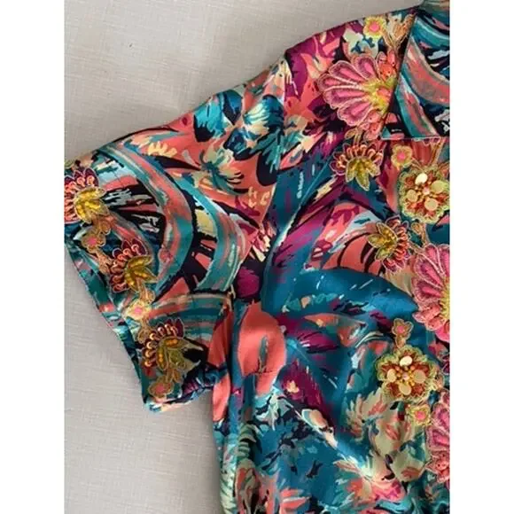 Soft Surroundings Sz L Petite Florence Dress Floral Midi Coastal Vacation Cruise - Picture 7 of 14